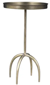 23" Brass Distressed Iron Round Pedestal Tray Top End Table