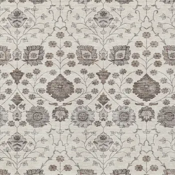 3' X 5' Ivory Brown And Gray Floral Washable Indoor Outdoor Area Rug