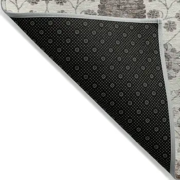 5' X 8' Ivory Brown And Gray Floral Washable Indoor Outdoor Area Rug