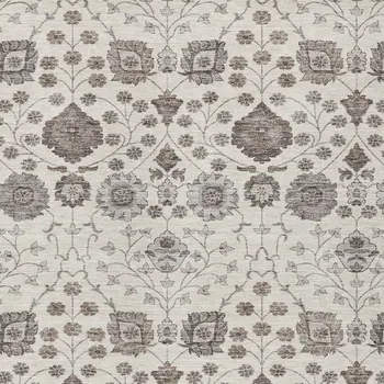 5' X 8' Ivory Brown And Gray Floral Washable Indoor Outdoor Area Rug