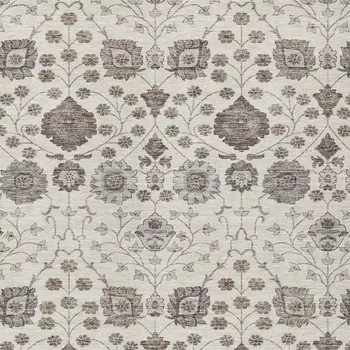 10' X 14' Ivory Brown And Gray Floral Washable Indoor Outdoor Area Rug