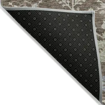8' X 10' Brown Beige And Green Floral Washable Indoor Outdoor Area Rug
