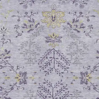 3' X 5' Lavender Purple And Gray Floral Washable Indoor Outdoor Area Rug