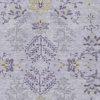 8' X 10' Lavender Purple And Gray Floral Washable Indoor Outdoor Area Rug