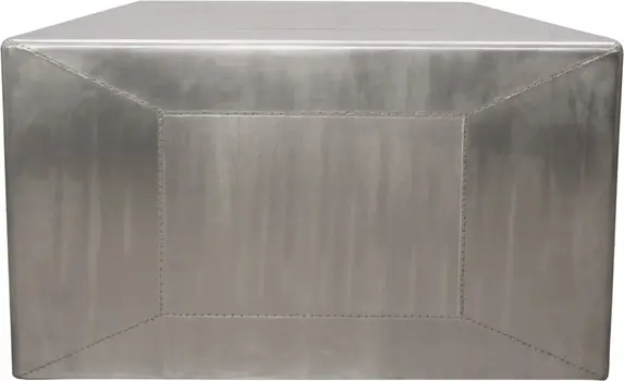 54" Silver Aluminum and Solid Wood Sled Coffee Table