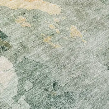 8' Blue Copper And Gray Round Abstract Washable Indoor Outdoor Area Rug