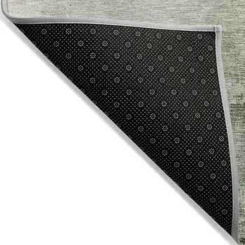 3' X 5' Artichoke Green And Ivory Abstract Washable Indoor Outdoor Area Rug