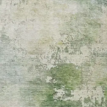 5' X 8' Artichoke Green And Ivory Abstract Washable Indoor Outdoor Area Rug