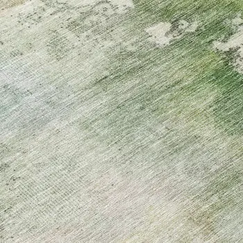 8' Artichoke Green And Ivory Round Abstract Washable Indoor Outdoor Area Rug