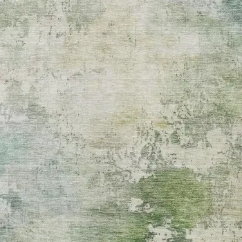 9' X 12' Artichoke Green And Ivory Abstract Washable Indoor Outdoor Area Rug