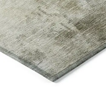 9' X 12' Wheat And Gray Abstract Washable Indoor Outdoor Area Rug