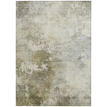 10' X 14' Wheat And Gray Abstract Washable Indoor Outdoor Area Rug