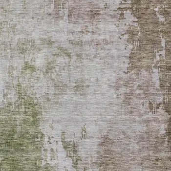 5' X 8' Brown And Green Abstract Washable Indoor Outdoor Area Rug