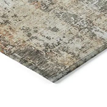 9' X 12' Terra Cotta Beige And Dark Gray Abstract Washable Indoor Outdoor Area Rug