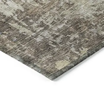 10' X 14' Beige And Brown Abstract Washable Indoor Outdoor Area Rug