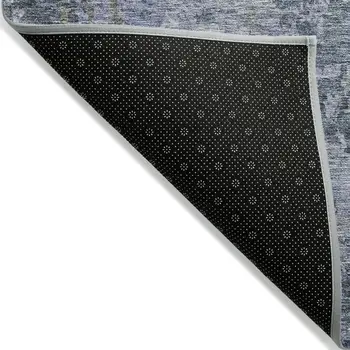 9' X 12' Blue And Dark Gray Abstract Washable Indoor Outdoor Area Rug