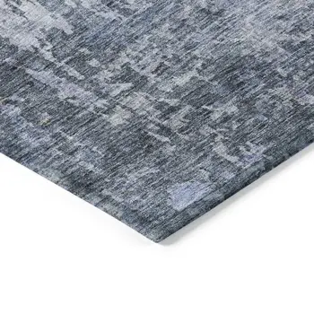 9' X 12' Blue And Dark Gray Abstract Washable Indoor Outdoor Area Rug