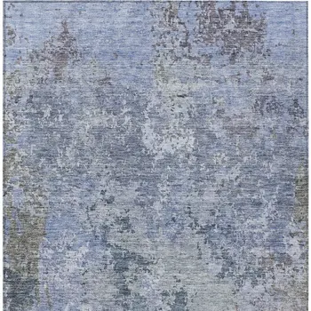 9' X 12' Blue And Dark Gray Abstract Washable Indoor Outdoor Area Rug