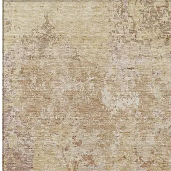 5' X 8' Copper And Beige Abstract Washable Indoor Outdoor Area Rug