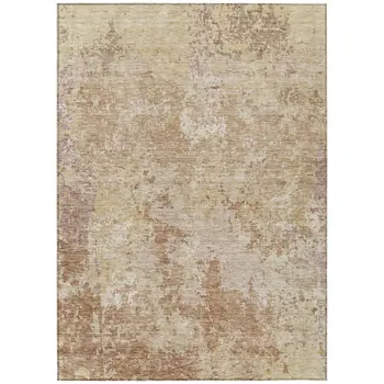 10' X 14' Copper And Beige Abstract Washable Indoor Outdoor Area Rug