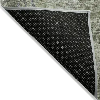 3' X 5' Green And Gray Abstract Washable Indoor Outdoor Area Rug