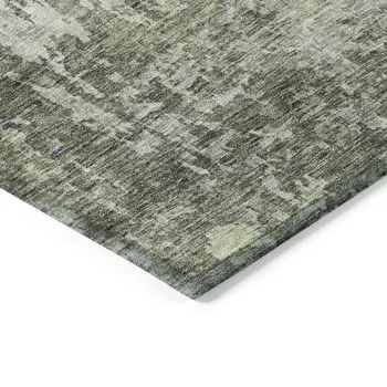 3' X 5' Green And Gray Abstract Washable Indoor Outdoor Area Rug
