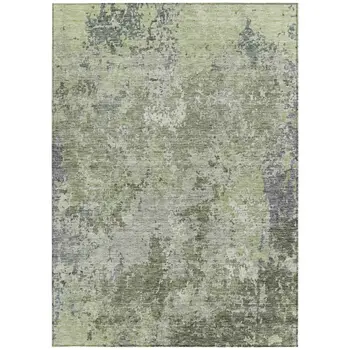 5' X 8' Green And Gray Abstract Washable Indoor Outdoor Area Rug