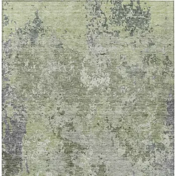 5' X 8' Green And Gray Abstract Washable Indoor Outdoor Area Rug