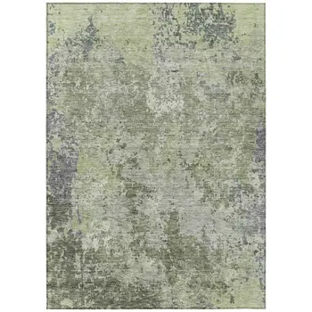 9' X 12' Green And Gray Abstract Washable Indoor Outdoor Area Rug