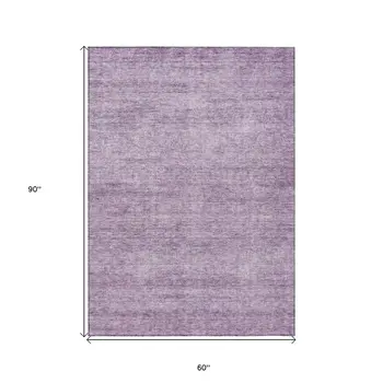 5' X 8' Lavender And Purple Abstract Washable Indoor Outdoor Area Rug