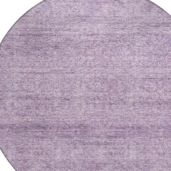 8' Lavender And Purple Round Abstract Washable Indoor Outdoor Area Rug