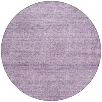 8' Lavender And Purple Round Abstract Washable Indoor Outdoor Area Rug