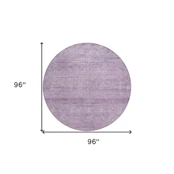 8' Lavender And Purple Round Abstract Washable Indoor Outdoor Area Rug