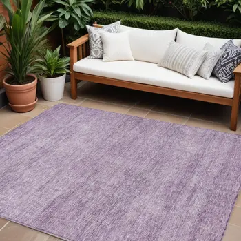 9' X 12' Lavender And Purple Abstract Washable Indoor Outdoor Area Rug