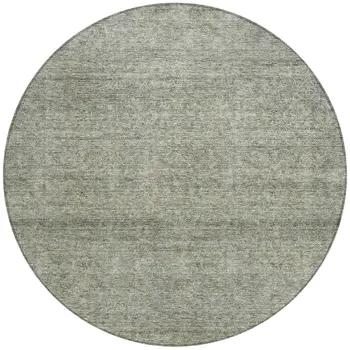 8' Sage And Ivory Round Abstract Washable Indoor Outdoor Area Rug