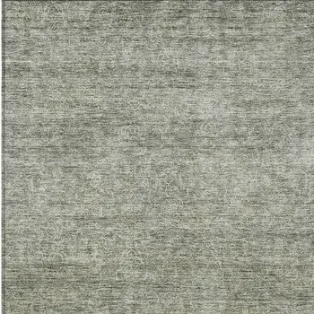 9' X 12' Sage And Ivory Abstract Washable Indoor Outdoor Area Rug
