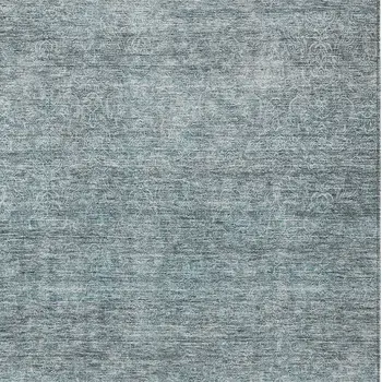 5' X 8' Blue And Ivory Abstract Washable Indoor Outdoor Area Rug