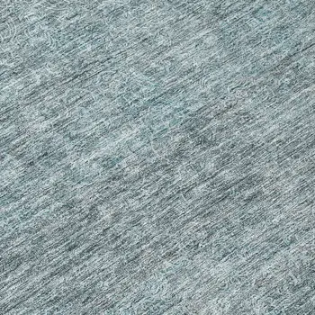 8' Blue And Ivory Round Abstract Washable Indoor Outdoor Area Rug