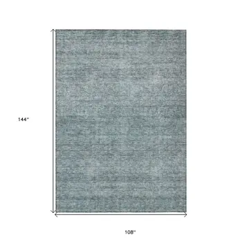 9' X 12' Blue And Ivory Abstract Washable Indoor Outdoor Area Rug