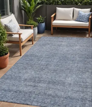 5' X 8' Sky Blue And Ivory Abstract Washable Indoor Outdoor Area Rug