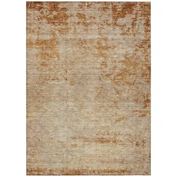 3' X 5' Copper And Terra Cotta Abstract Washable Indoor Outdoor Area Rug