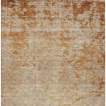 5' X 8' Copper And Terra Cotta Abstract Washable Indoor Outdoor Area Rug