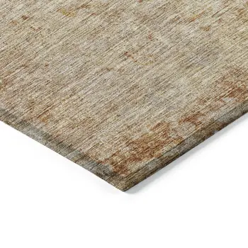 5' X 8' Copper And Terra Cotta Abstract Washable Indoor Outdoor Area Rug