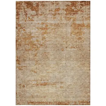 9' X 12' Copper And Terra Cotta Abstract Washable Indoor Outdoor Area Rug