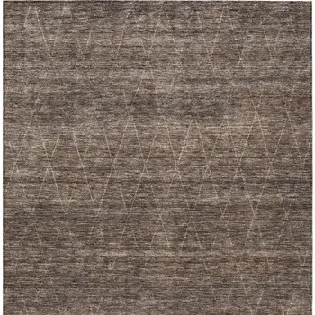 8' X 10' Coffee And Ivory Geometric Washable Indoor Outdoor Area Rug