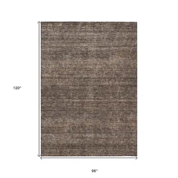 8' X 10' Coffee And Ivory Geometric Washable Indoor Outdoor Area Rug