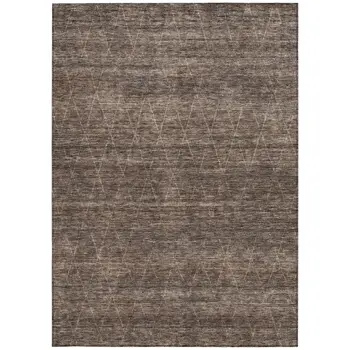 9' X 12' Coffee And Ivory Geometric Washable Indoor Outdoor Area Rug