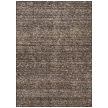 10' X 14' Coffee And Ivory Geometric Washable Indoor Outdoor Area Rug