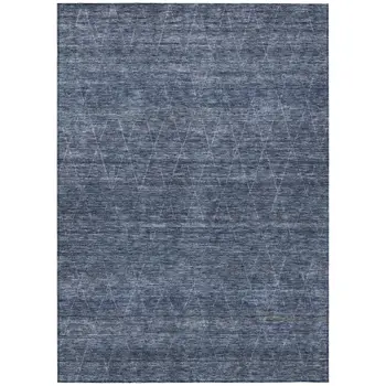 3' X 5' Navy Blue And Ivory Geometric Washable Indoor Outdoor Area Rug