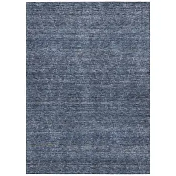 5' X 8' Navy Blue And Ivory Geometric Washable Indoor Outdoor Area Rug